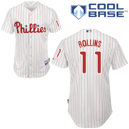 Jimmy Rollins #11 MLB Jersey-Philadelphia Phillies Men's Authentic Home White Cool Base Baseball Jersey
